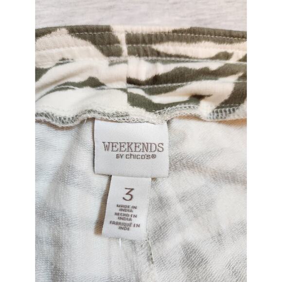 Weekends by Chico's Womens Olive Green White Zebra Printed Cropped Casual Pants - Picture 3 of 7
